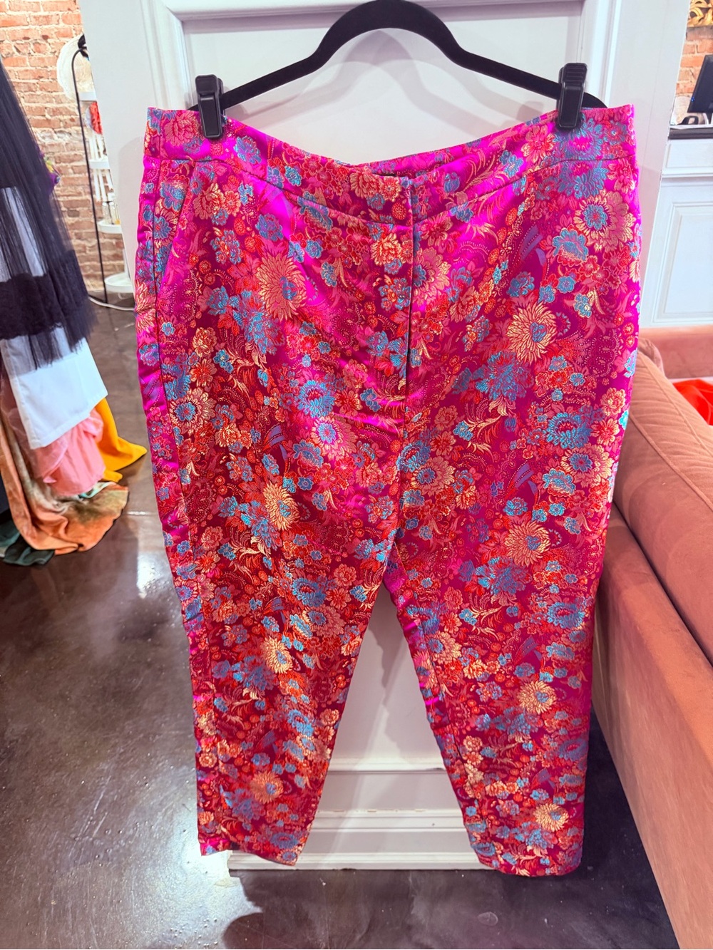 Fashion Nova Hot Pink Floral Cropped Pants